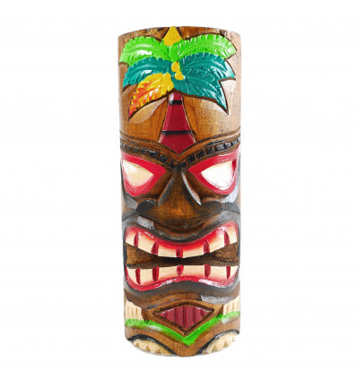Totem Tiki l'artigianato del legno. Modello di albero di palma da 25cm. Trofeo avventura.