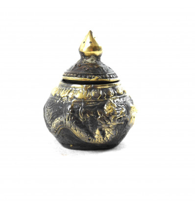 Small round box Balinese handcrafted creation in bronze 7cm