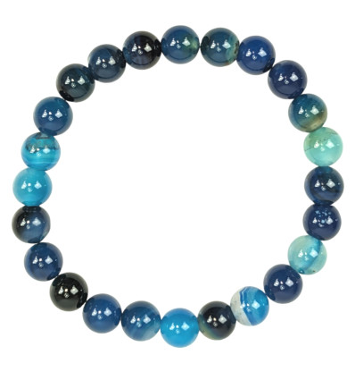 Bracelet en agate bleue Perles 8mm - Porte chance, bonheur, paix intérieure